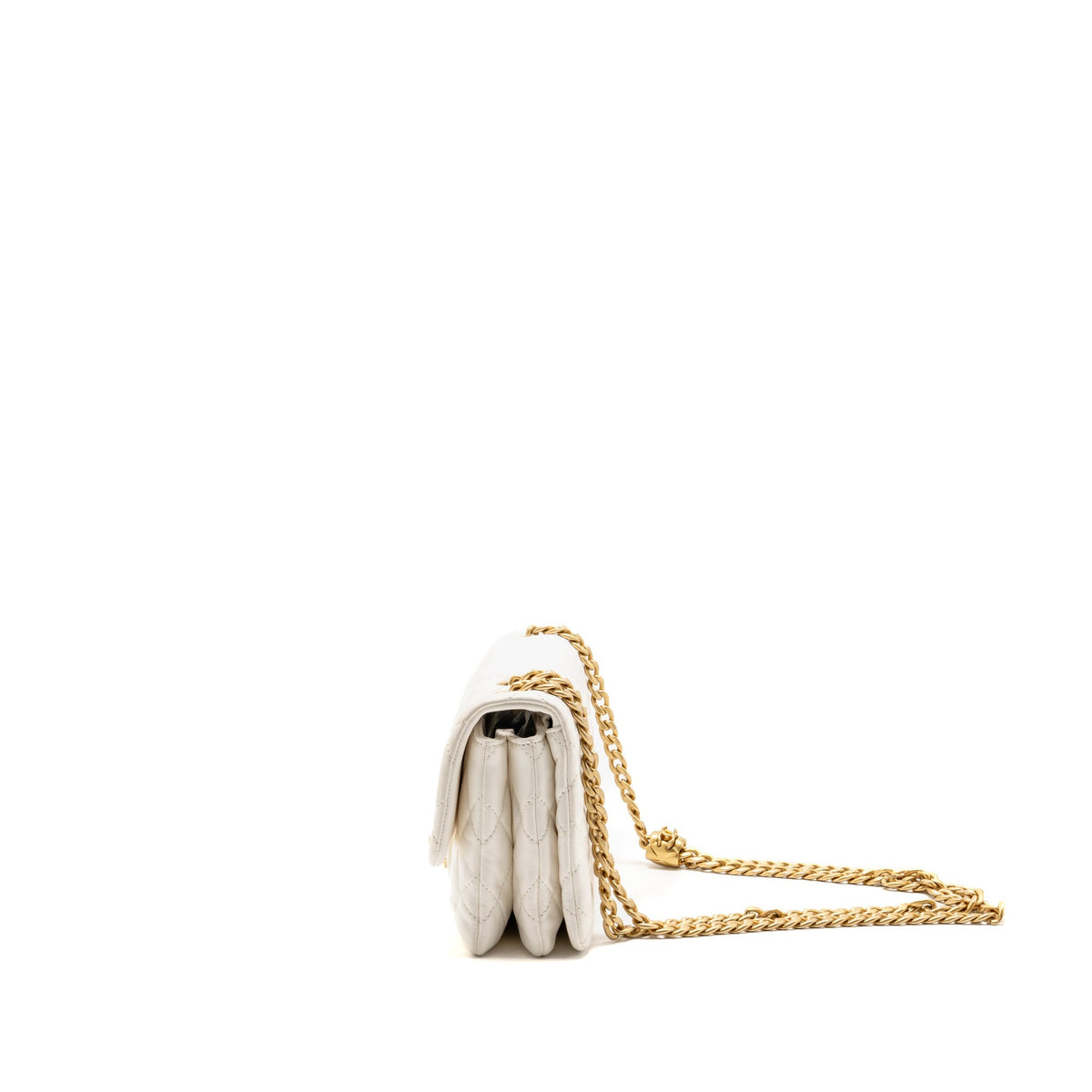 Chanel 23B GOLD PILLAR ADJUSTMENT CHAIN FLAP BAG Lambskin White GHW (Micorchip)