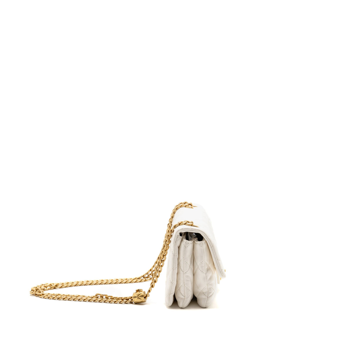 Chanel 23B GOLD PILLAR ADJUSTMENT CHAIN FLAP BAG Lambskin White GHW (Micorchip)