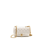 Chanel 23B GOLD PILLAR ADJUSTMENT CHAIN FLAP BAG Lambskin White GHW (Micorchip)