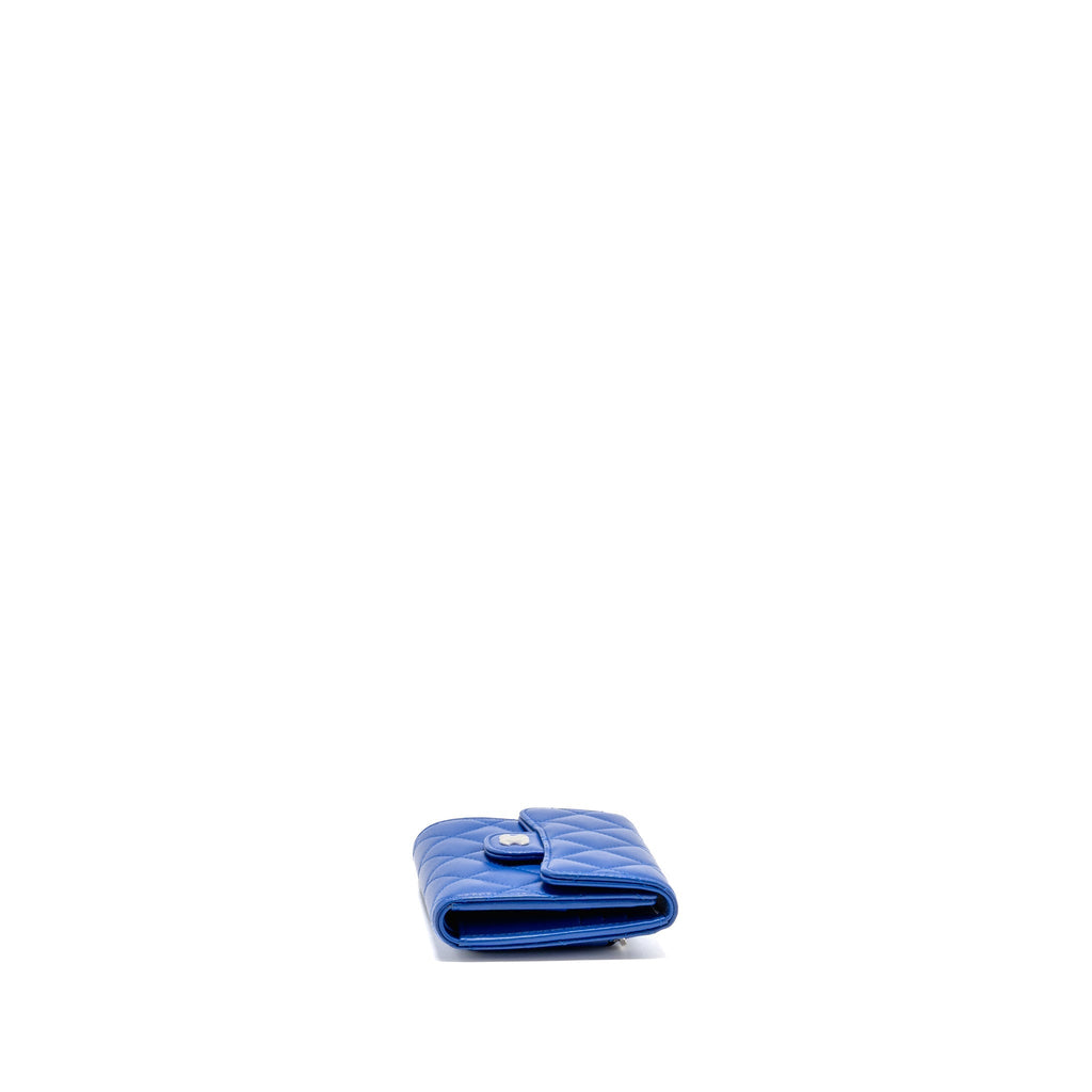 Chanel Small Classic Flap Wallet Lambskin Dark Blue SHW