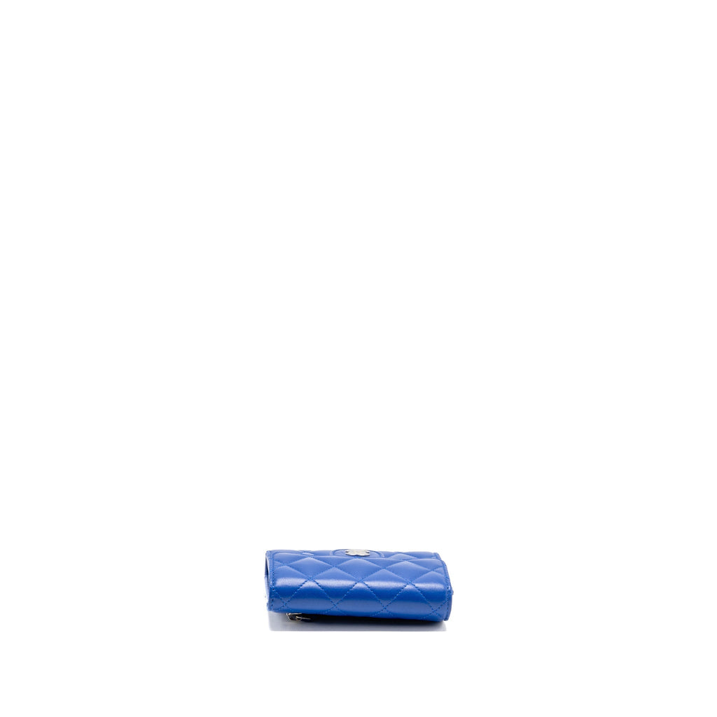 Chanel Small Classic Flap Wallet Lambskin Dark Blue SHW