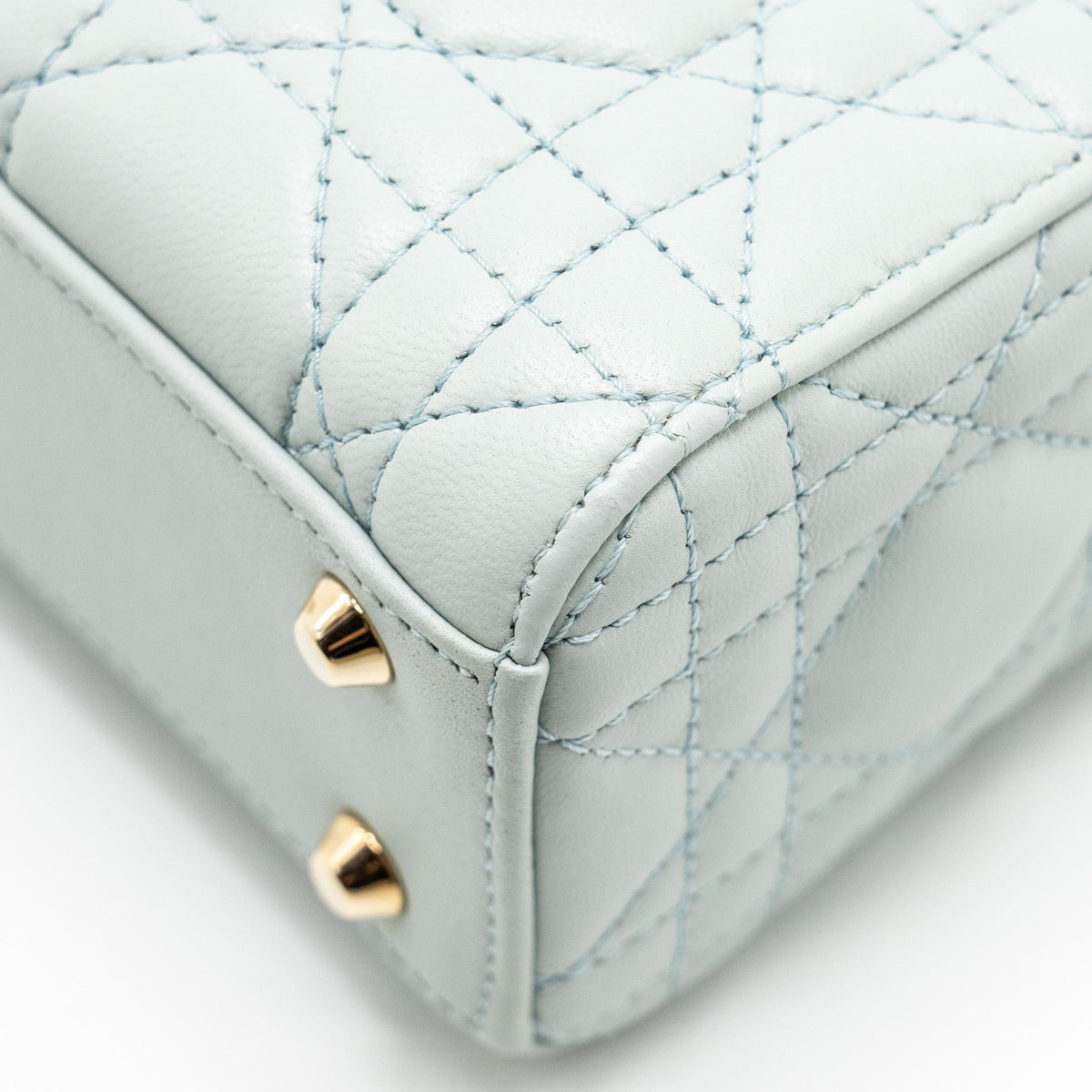 DIOR MINI LADY DIOR LAMBSKIN LIGHT BLUE LGHW