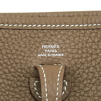 Hermes Mini Evelyne Clemence Etoupe / Blue Indigo SHW