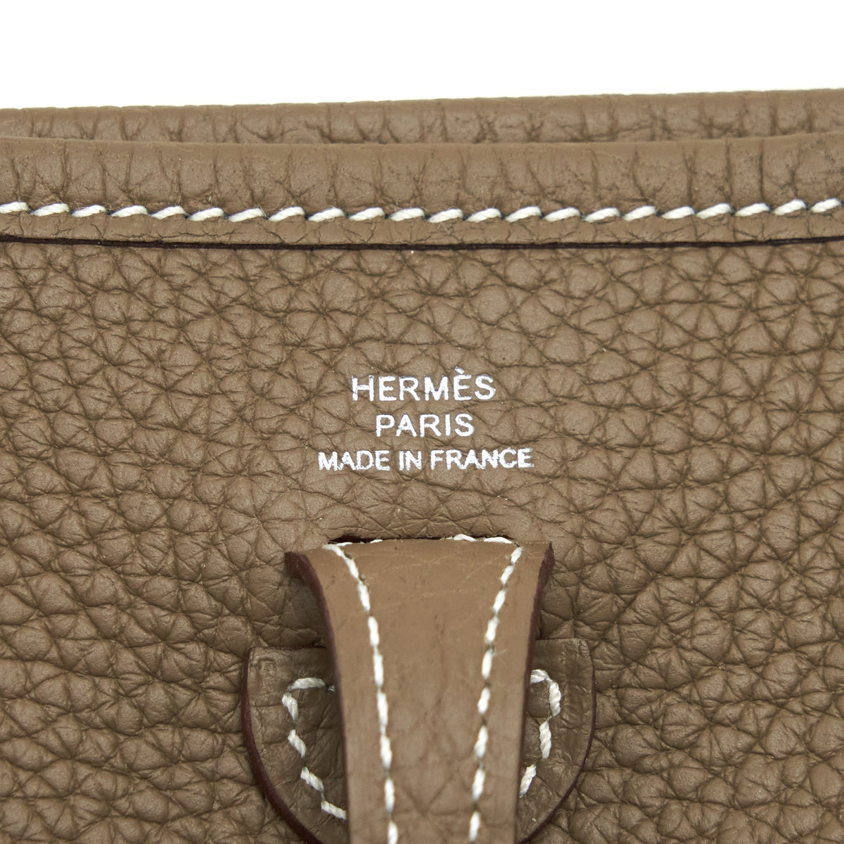 Hermes Mini Evelyne Clemence Etoupe / Blue Indigo SHW