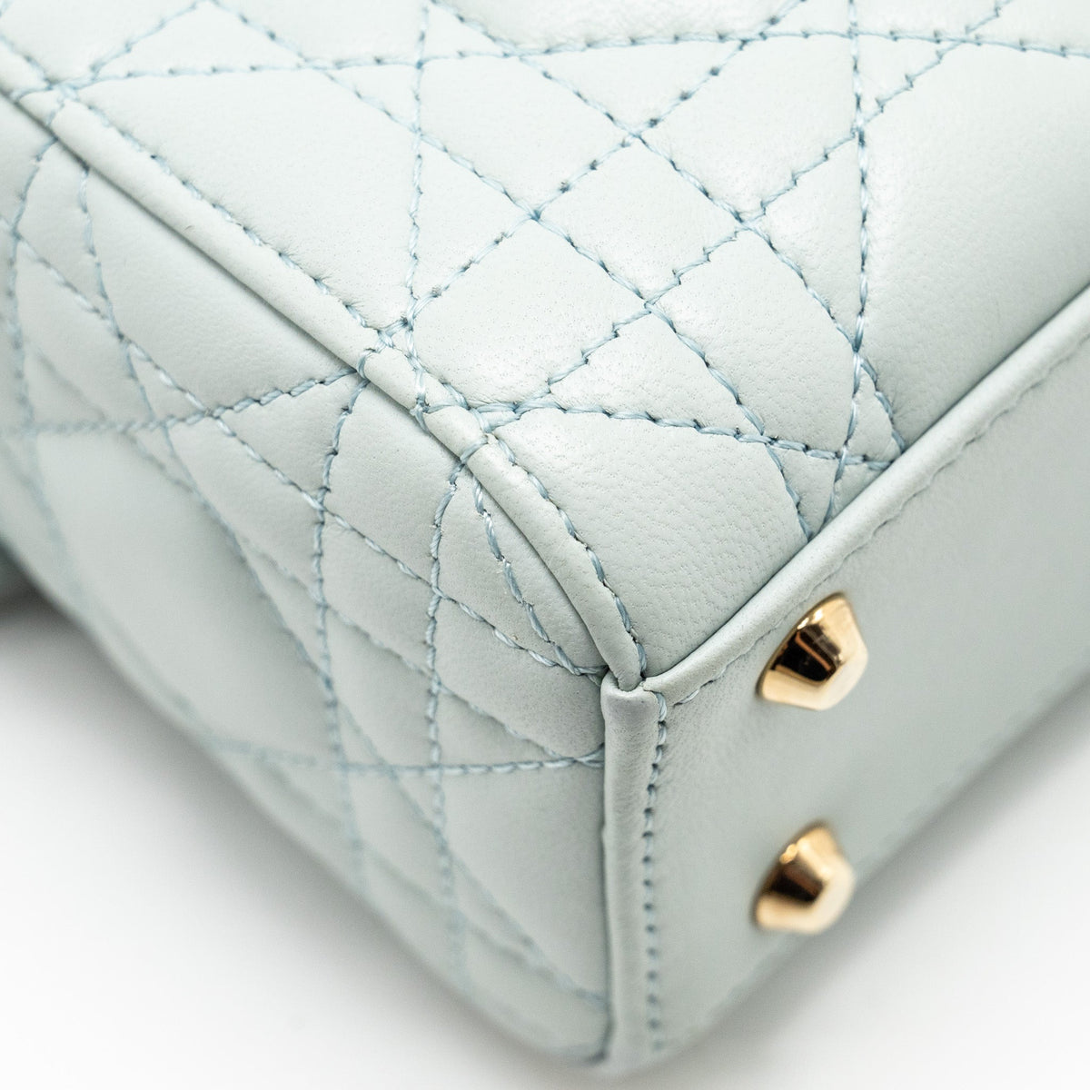 DIOR MINI LADY DIOR LAMBSKIN LIGHT BLUE LGHW