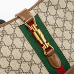 GUCCI JACKIE 1961 SMALL SHOULDER BAG GG SUPREME CANVAS/CALFSKIN BROWN/MULTICOLOUR GHW