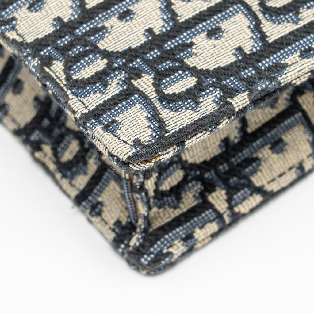 DIOR SADDLE POUCH DIOR OBLIQUE CANVAS BLUE GHW