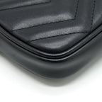 GUCCI GG MARMONT SMALL POUCH WITH CHAINS BLACK GHW