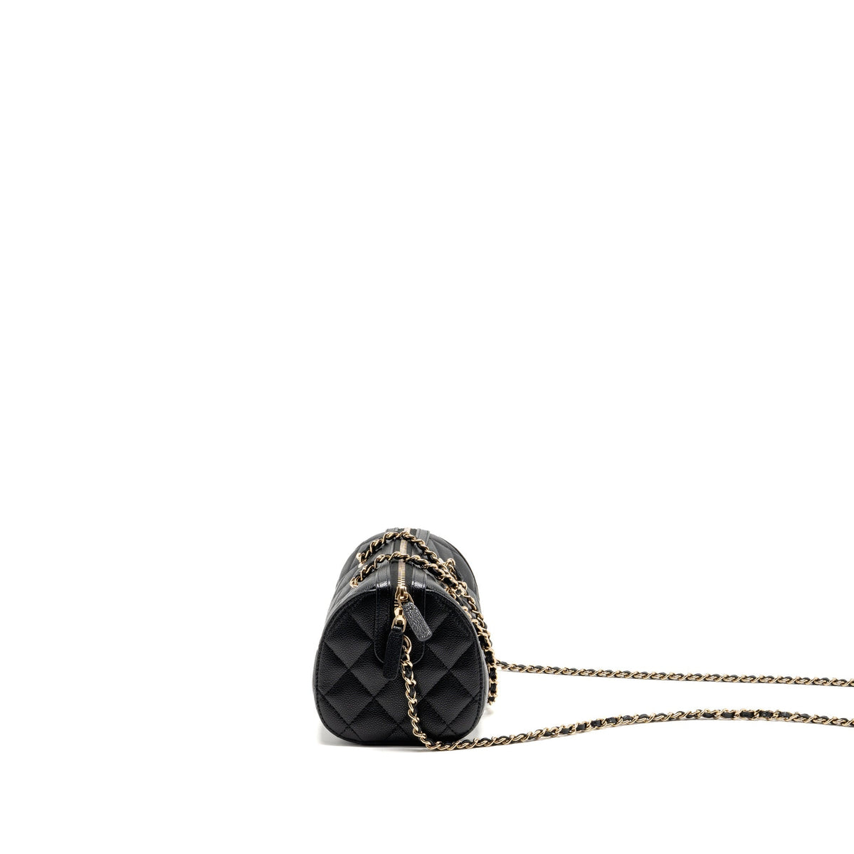 Chanel Quilted bowling bag caviar black LGHW (Microchip)