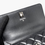 CHANEL CRYSTAL TOP HANDLE MINI FLAP BAG CALFSKIN BLACK WITH BLACK HARDWARE (MICROCHIP)