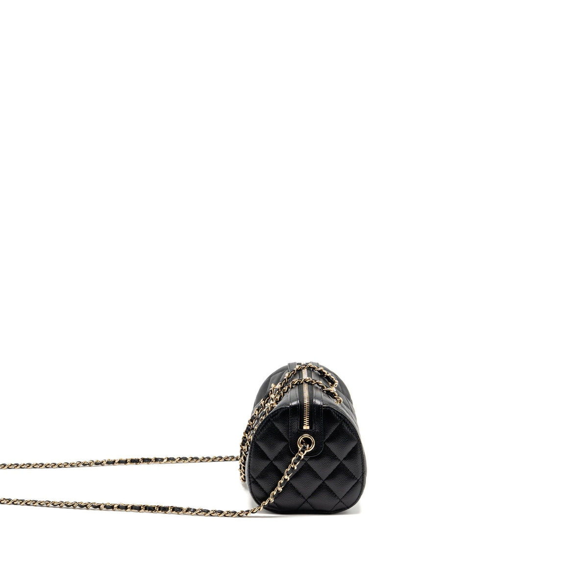 Chanel Quilted bowling bag caviar black LGHW (Microchip)