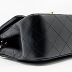 CHANEL MINI SQUARE FLAP BAG LAMBSKIN BLACK GHW