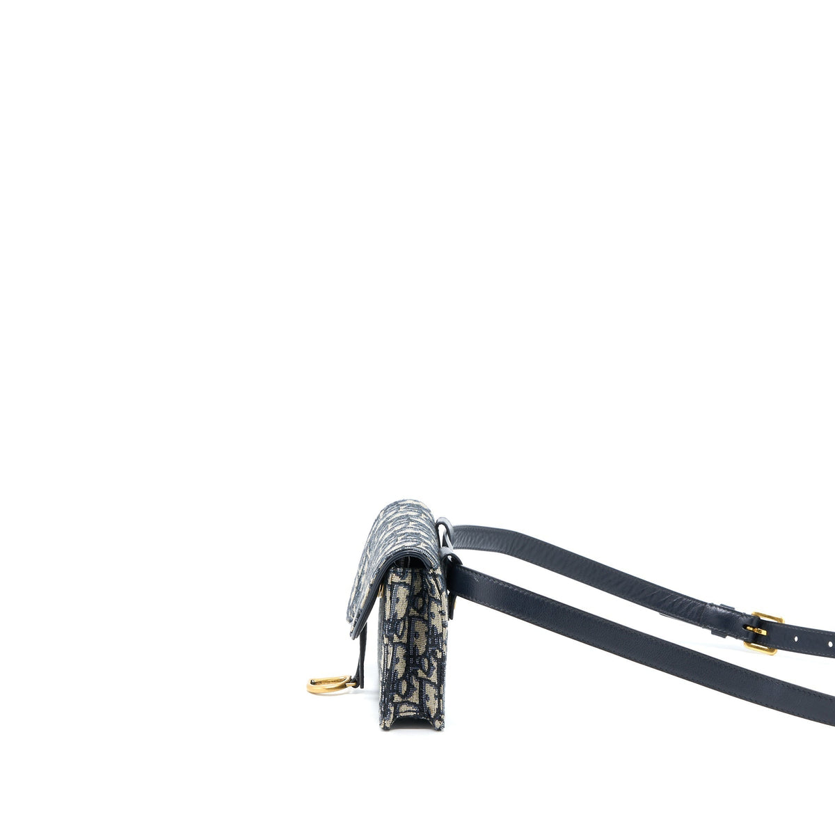 DIOR SADDLE BELT POUCH BLUE OBLIQUE JACQUARD GHW
