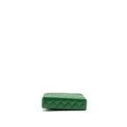 Chanel Top Handle Long Vanity Case with Chain Lambskin Green LGHW (Microchip)