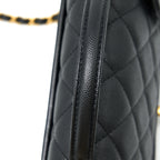 CHANEL 22K TOP HANDLE MESSENGER BAG CAVIAR BLACK BRUSHED GHW (MICROCHIP)
