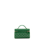 Chanel Top Handle Long Vanity Case with Chain Lambskin Green LGHW (Microchip)