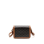 Celine Classique Triomphe bag in triomphe canvas and calfskin tan GHW