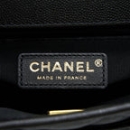 CHANEL 22K TOP HANDLE MESSENGER BAG CAVIAR BLACK BRUSHED GHW (MICROCHIP)