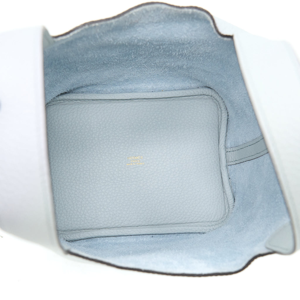 Hermes Picotin 18 Lock Bag Clemence Bleu Pale GHW