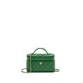 Chanel Top Handle Long Vanity Case with Chain Lambskin Green LGHW (Microchip)