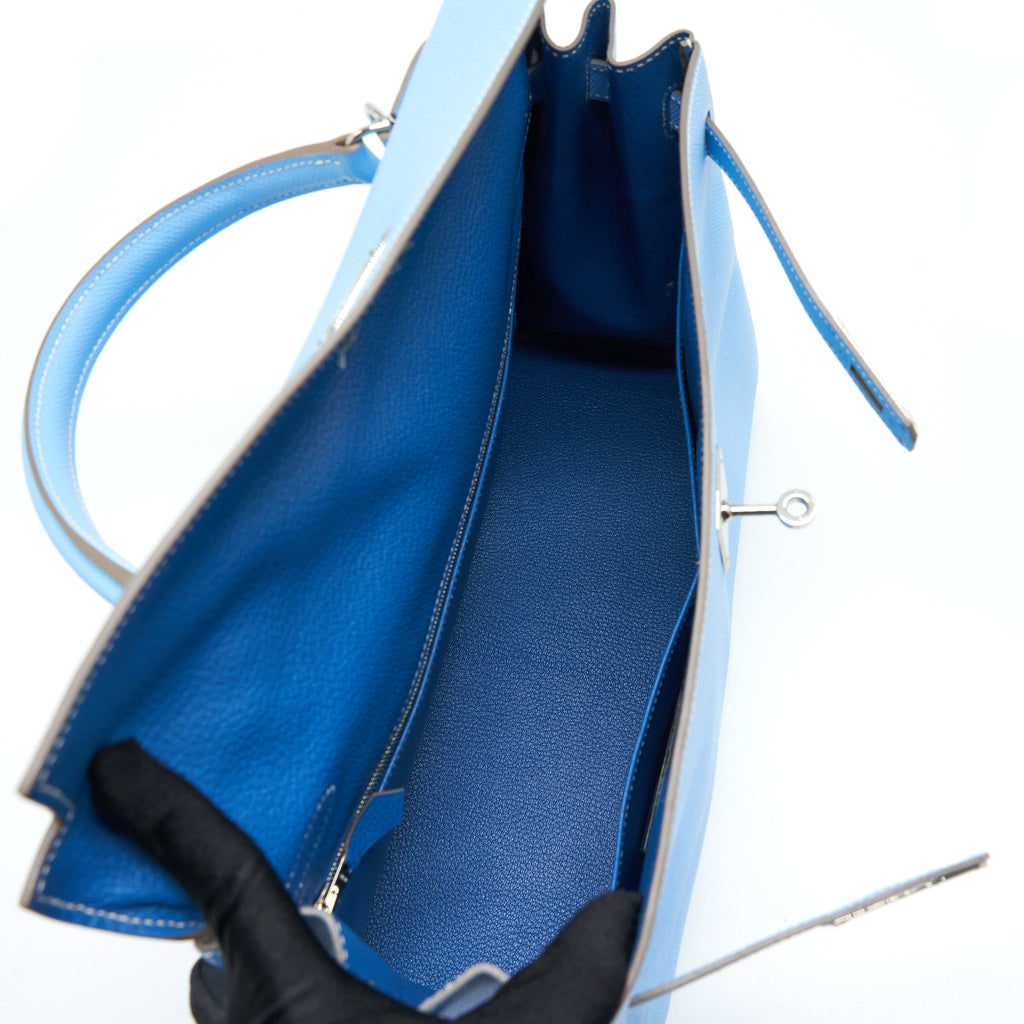 Hermes Kelly 35 Epsom 7N Celeste SHW