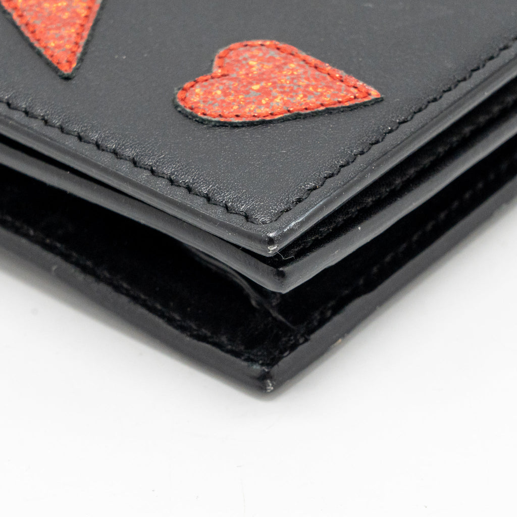 Saint Laurent/YSL Small Hearts Kate Clutch Calfskin Black/Metallic Red GHW