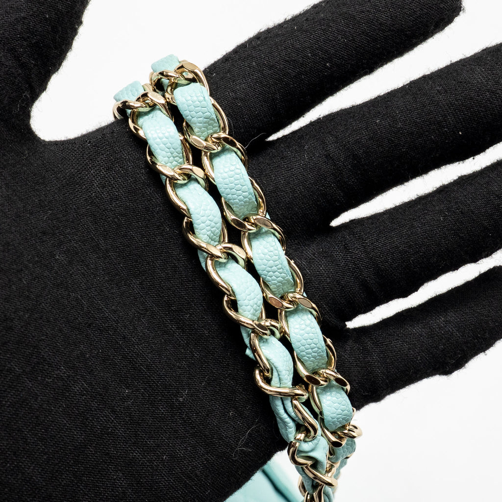 Chanel Small Classic Double Flap Bag Caviar Tiffany Blue LGHW