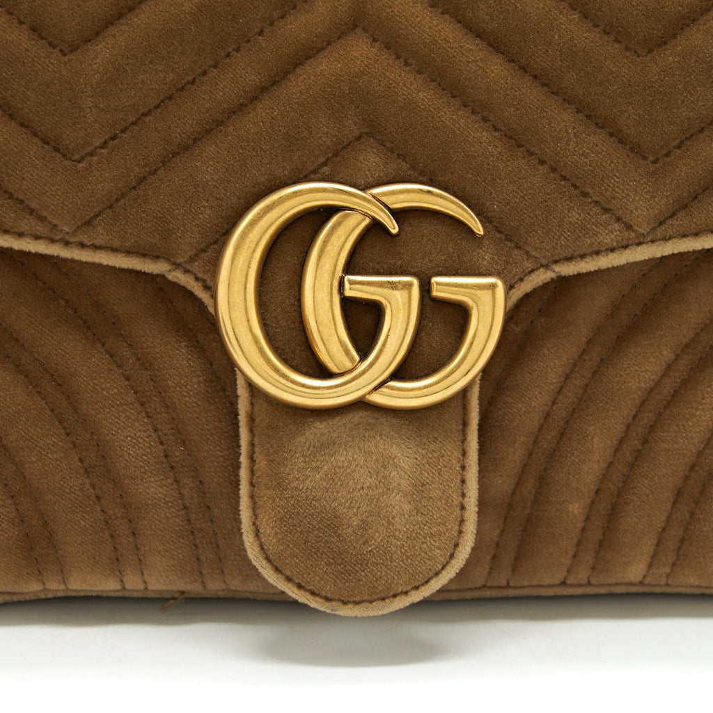 GUCCI MARMONT BAG VELVET GOLD TAN GHW