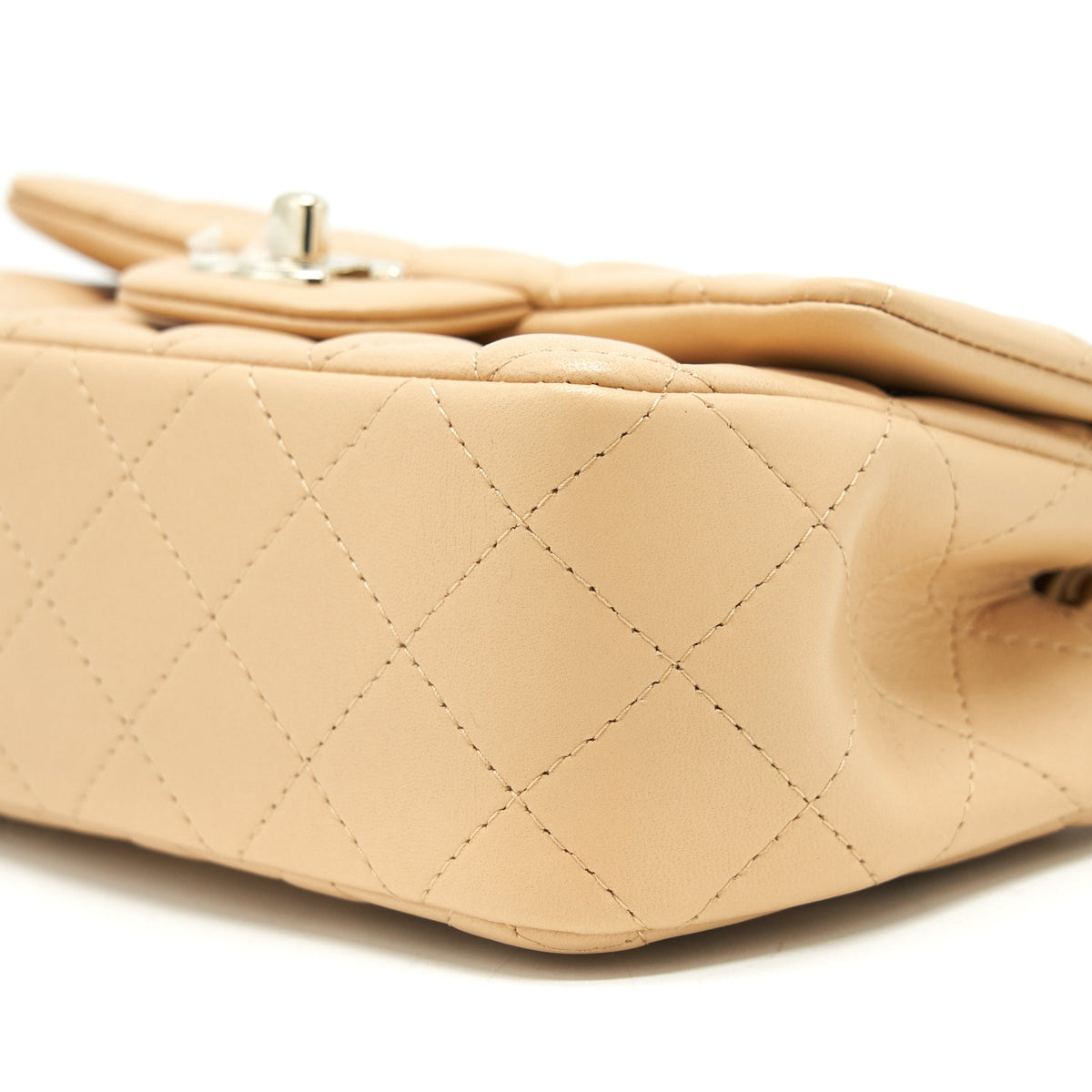 CHANEL MINI RECTANGULAR LAMBSKIN LIGHT BEIGE LGHW(MICROCHIP)