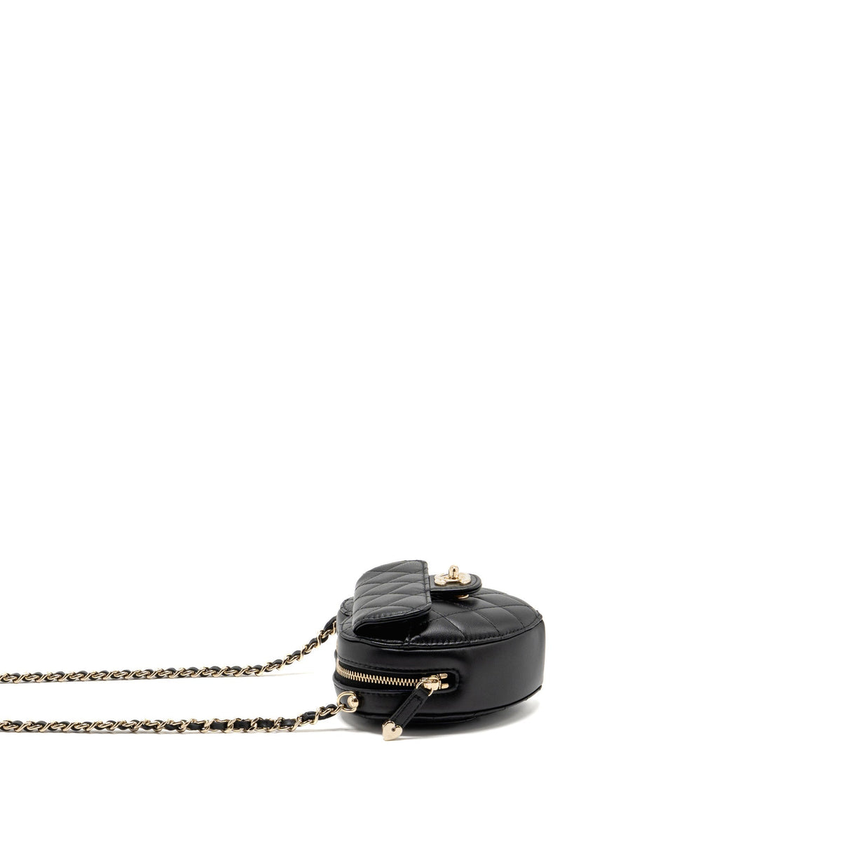 Chanel Small Heart Bag Lambskin Black LGHW (Microchip)