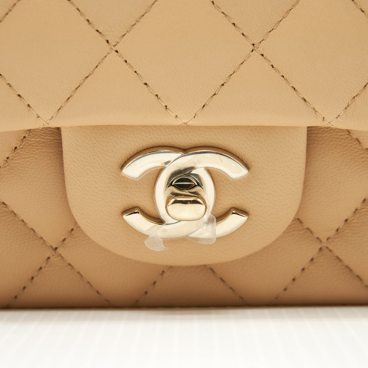 CHANEL MINI RECTANGULAR LAMBSKIN LIGHT BEIGE LGHW(MICROCHIP)