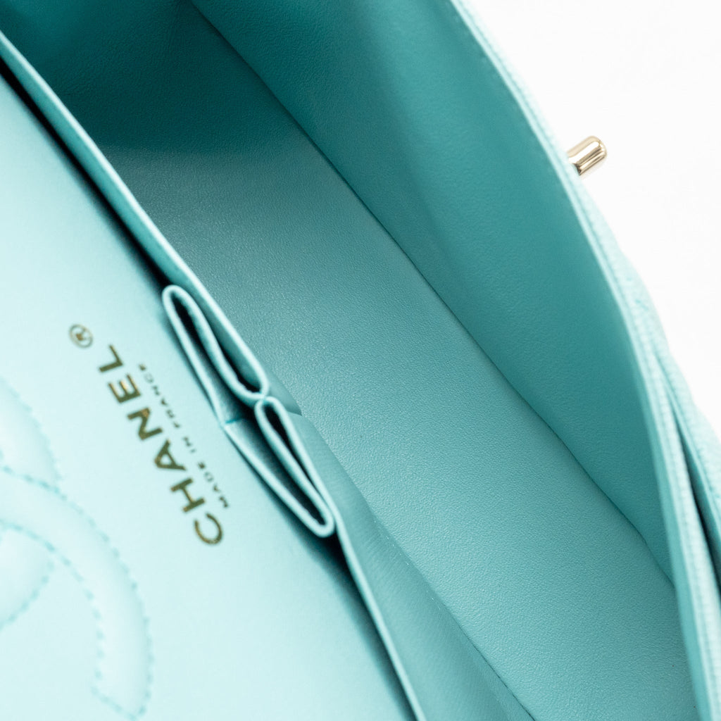 Chanel Small Classic Double Flap Bag Caviar Tiffany Blue LGHW