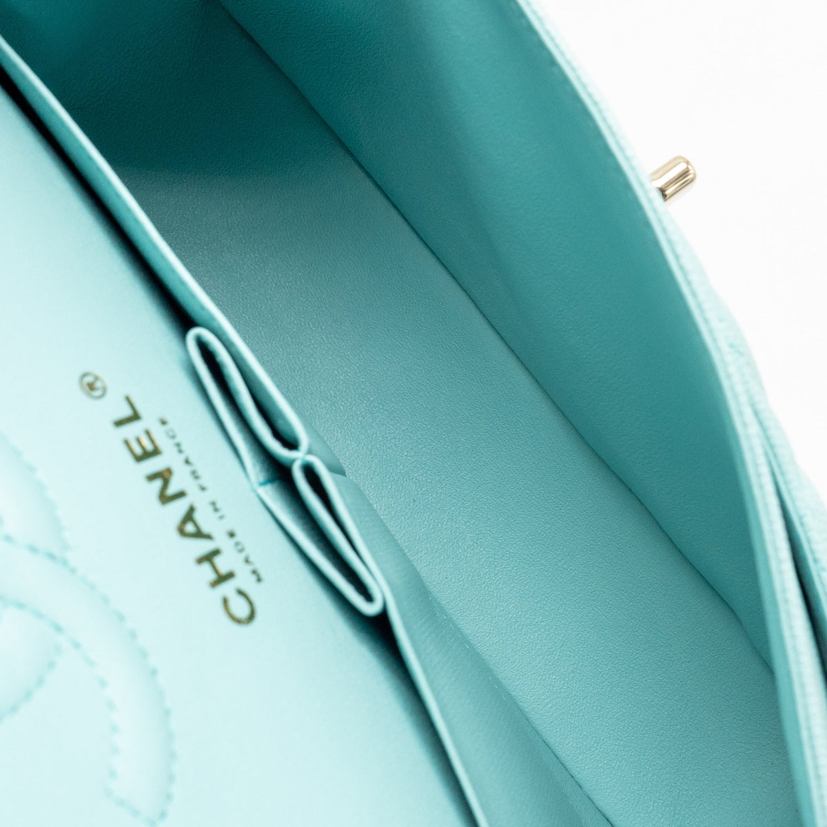 Chanel Small Classic Double Flap Bag Caviar Tiffany Blue LGHW
