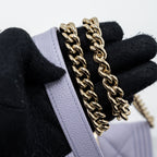 CHANEL BOY WALLET ON CHAIN CAVIAR LIALIC / LIGHT PURPLE LGHW (MICROCHIP)