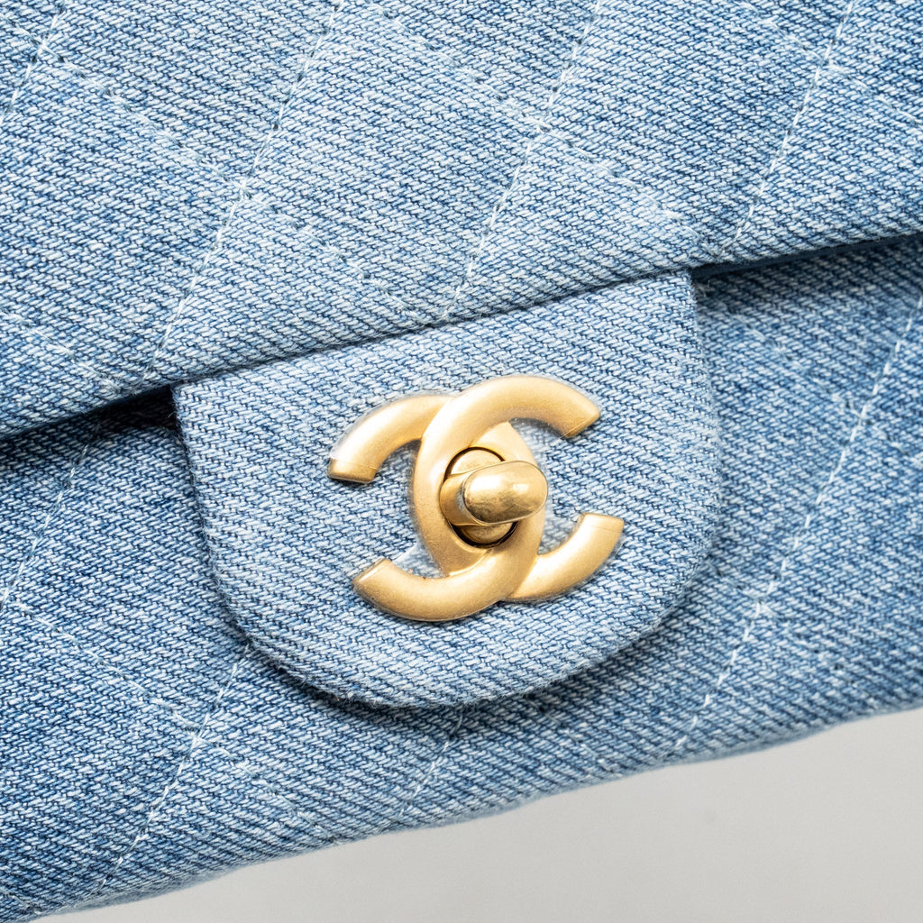 CHANEL MINI RECTANGULAR FLAP BAG DENIM BLUE GHW (MICROCHIP)