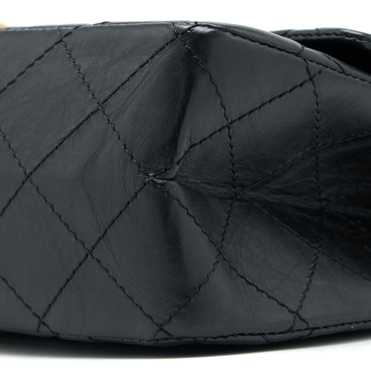 CHANEL 2.55 227 REISSUE FLAP BAG AGED CALFSKIN BLACK GHW