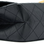 CHANEL 2.55 227 REISSUE FLAP BAG AGED CALFSKIN BLACK GHW