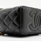 CHANEL 24A LONG VANITY CASE WITH CC LOGO ADJUSTABLE CHAIN LAMBSKIN BLACK GHW(MICROCHIP)