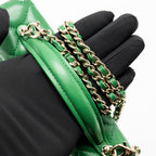 Chanel Top Handle Long Vanity Case with Chain Lambskin Green LGHW (Microchip)