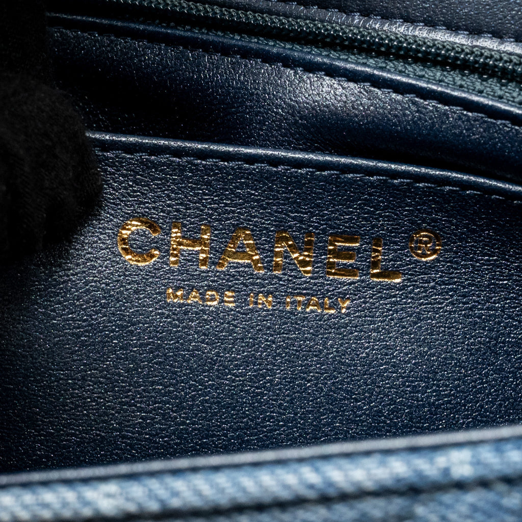 CHANEL MINI RECTANGULAR FLAP BAG DENIM BLUE GHW (MICROCHIP)