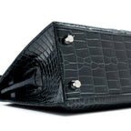 HERMES KELLY 25 SHINY CROCODILE POROUS V0 VERT ROUSSEAU SHW
