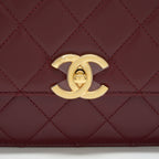CHANEL 21A MEDIUM GOLD CRUSH FLAP BAG CALFSKIN NC635 BURGUNDY GHW (MICROCHIP)