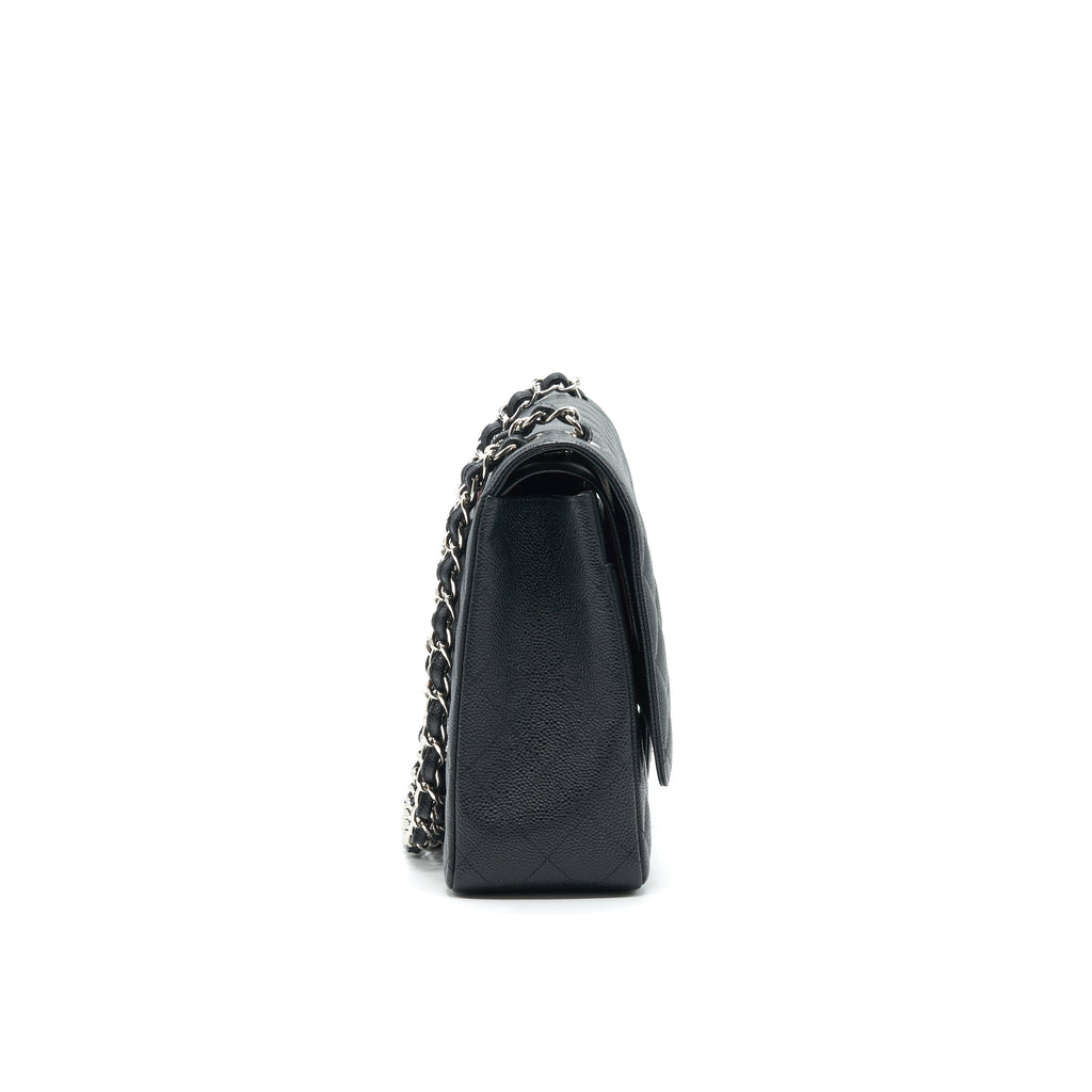 CHANEL CAVIER CLASSIC MAXI DOUBLE FLAP BAG BLACK SHW