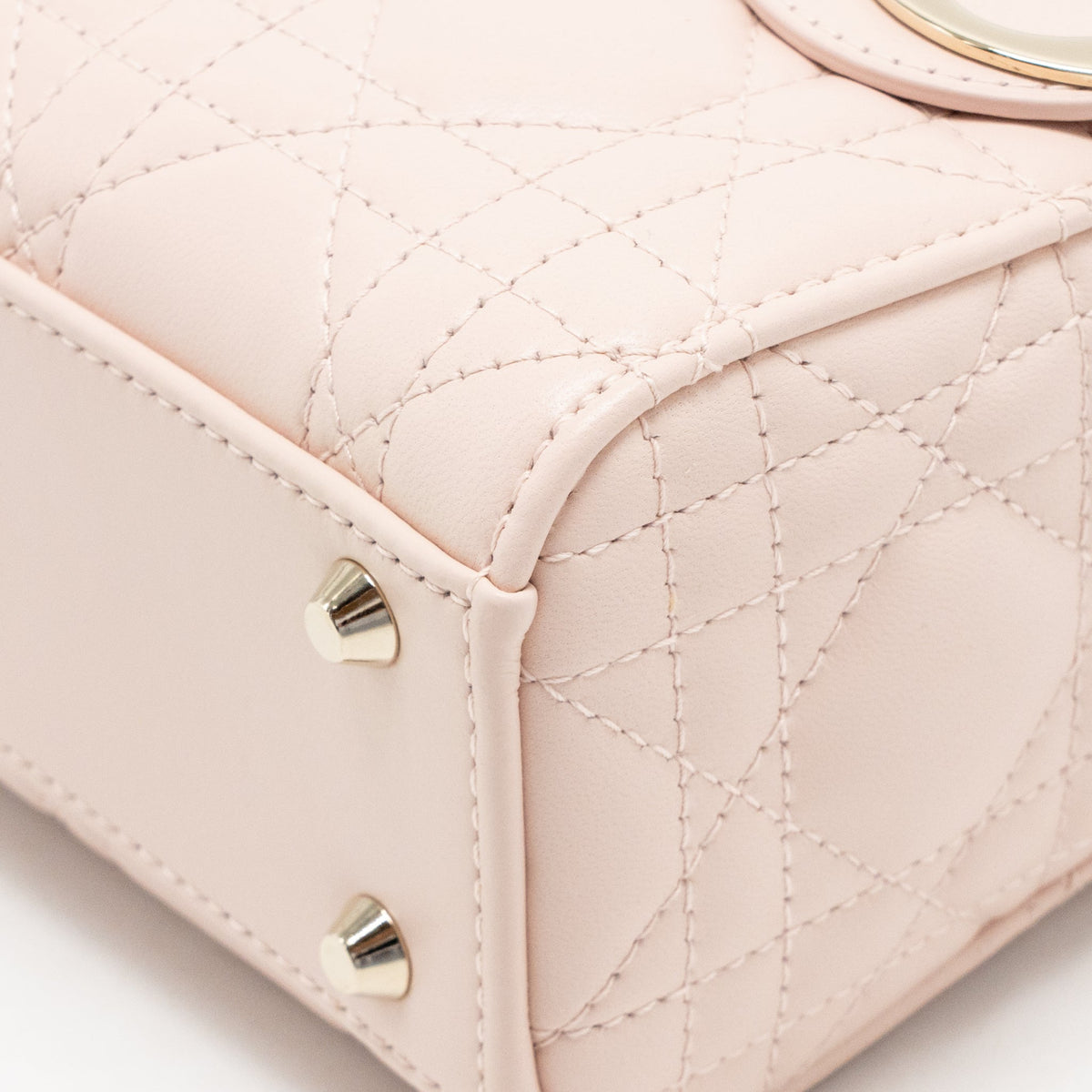 Dior Mini Lady Dior Cannage Lambskin Powder Pink LGHW