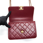 CHANEL 21A MEDIUM GOLD CRUSH FLAP BAG CALFSKIN NC635 BURGUNDY GHW (MICROCHIP)