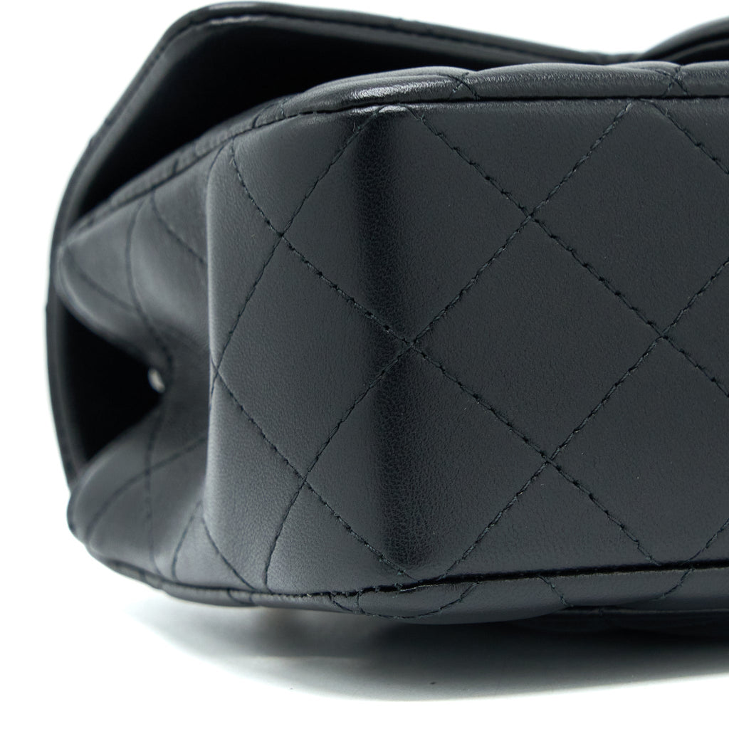 CHANEL TOP HANDLE MINI RECTANGULAR FLAP BAG LAMBSKIN BLACK LGHW (MICROCHIP)