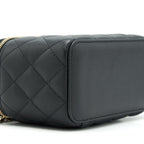 CHANEL 22P LONG VANITY WITH LOGO CHAIN CAVIAR BLACK LGHW
