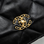 CHANEL SMALL 19 BAG LAMBSKIN BLACK MULTICOLOUR HARDWARE (MICROCHIP)