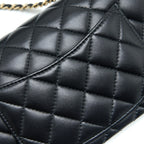CHANEL TOP HANDLE MINI RECTANGULAR FLAP BAG LAMBSKIN BLACK LGHW (MICROCHIP)