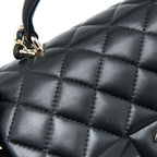 CHANEL TOP HANDLE MINI RECTANGULAR FLAP BAG LAMBSKIN BLACK LGHW (MICROCHIP)